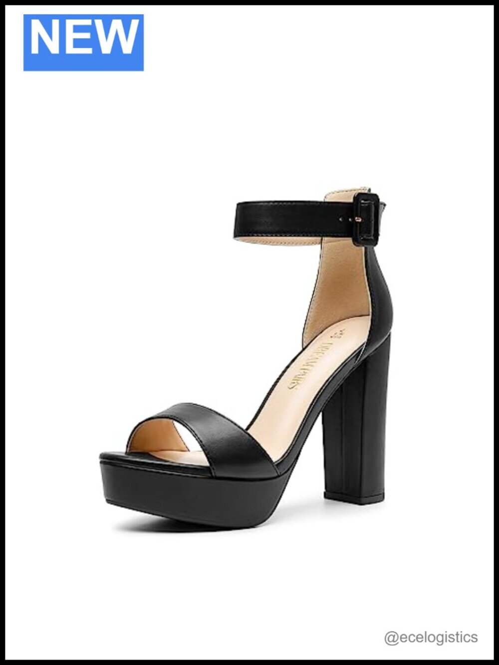 Platform High Heel Sandals with Ankle Strap - 4.5" Block Heel